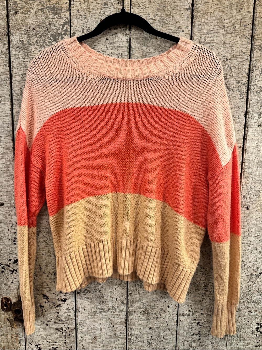 American Eagle Women’s Small Colorblock Cotton Blend Oversized Knit Sweater